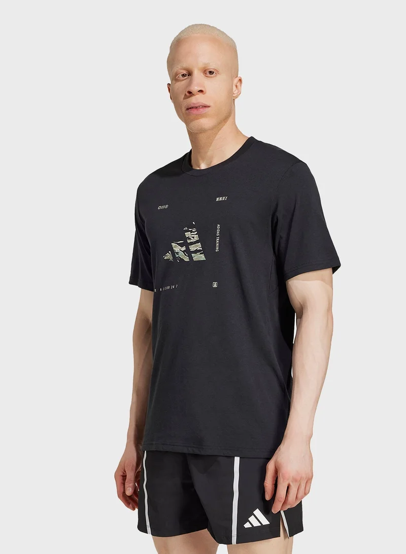 اديداس Climacool Training Camo Logo Graphic T-Shirt