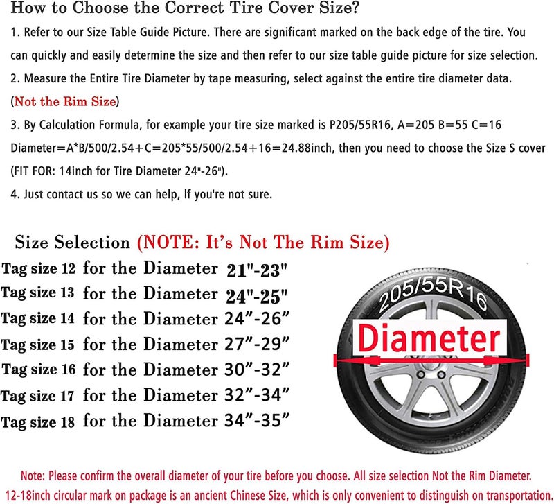 MOONET Practical experience crafted Moonet PVC Leather Spare Tire Wheel Cover for Car Truck SUV Camper Trailer Universal Fit RV JP FJ,R13 Black (for Overall Wheel Diameter 22-24 inch) Demand fit global economical quality - Image 5