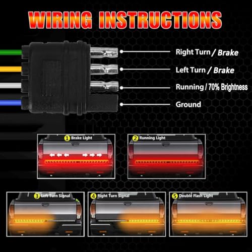 SOCAL-LED LIGHTING 48 Inch Arrow LED Tailgate Light Bar Strip for Truck Flexible Switchback Red Amber Yellow Sequential Turn Signal Light, Strobe (Flashing) Brake Lights, Running Tail Light Kit - Image 5