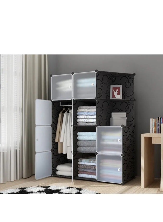Generic Plastic 12 Storage Cube Organizer Wardrobe Modular Cabinet with Doors for Clothes, Shoes, Toys  - Image 2