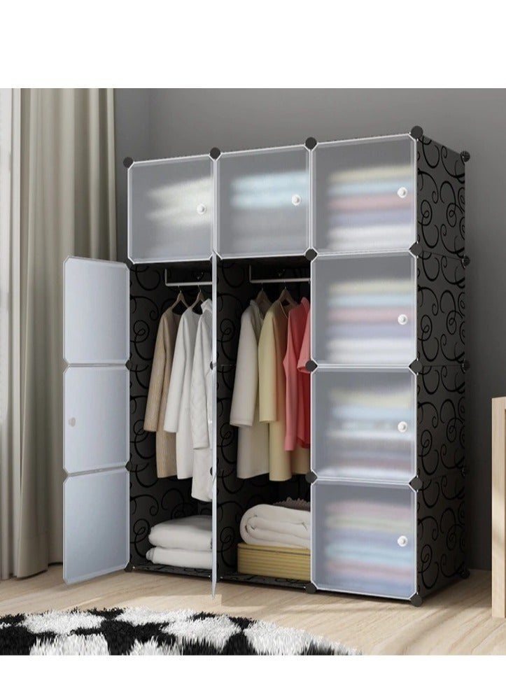 Generic Plastic 12 Storage Cube Organizer Wardrobe Modular Cabinet with Doors for Clothes, Shoes, Toys  - Image 3