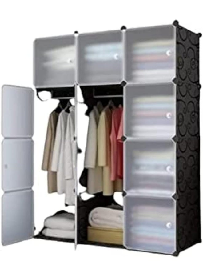 Generic Plastic 12 Storage Cube Organizer Wardrobe Modular Cabinet with Doors for Clothes, Shoes, Toys  - Image 1