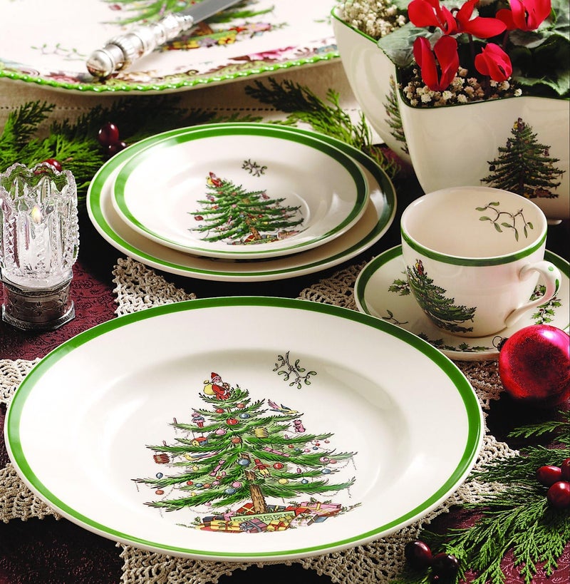 Spode Christmas Tree 4-Piece Dinnerware Setting - Fine Earthenware Holiday Tableware - Dishwasher & Microwave Safe, Festive Christmas Plates, Bowls, Mug - Holiday Dining Essentials - Image 5