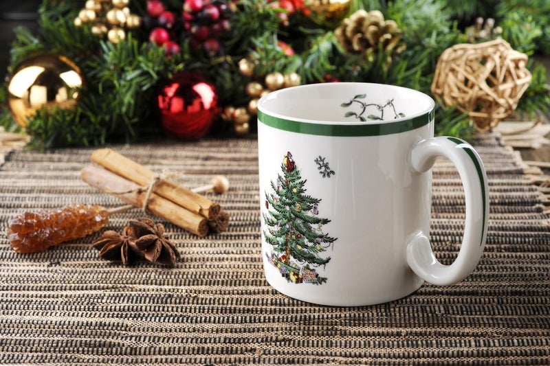 Spode Christmas Tree 4-Piece Dinnerware Setting - Fine Earthenware Holiday Tableware - Dishwasher & Microwave Safe, Festive Christmas Plates, Bowls, Mug - Holiday Dining Essentials - Image 4