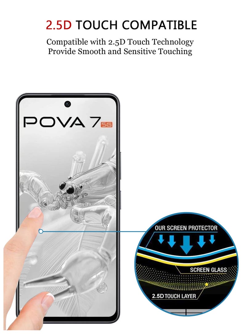 Tecno Pova 7 5G  Screen Protector | Tempered Glass Compatible with Tecno Pova 7  5G| Screen Protector Full HD Quality Tempered Glass Anti-Scratch Edge to Edge Coverage with Easy Installation Kit - Black - Image 4
