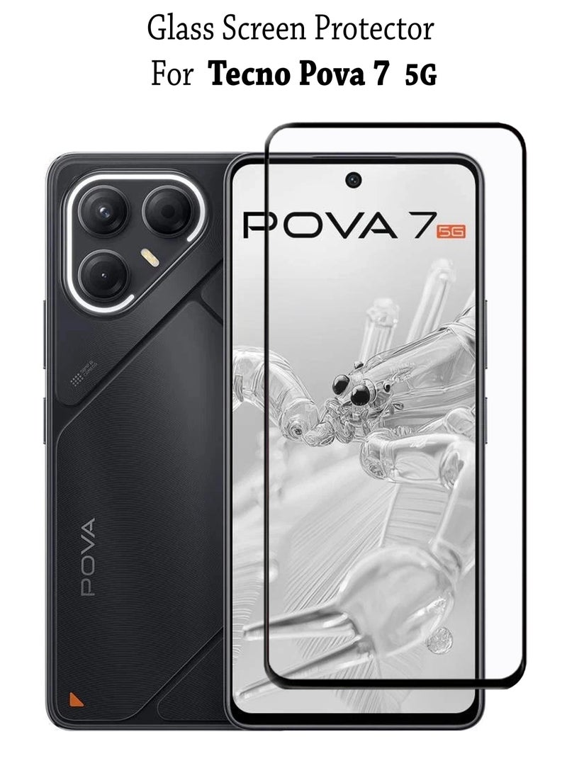 Tecno Pova 7 5G  Screen Protector | Tempered Glass Compatible with Tecno Pova 7  5G| Screen Protector Full HD Quality Tempered Glass Anti-Scratch Edge to Edge Coverage with Easy Installation Kit - Black - Image 1