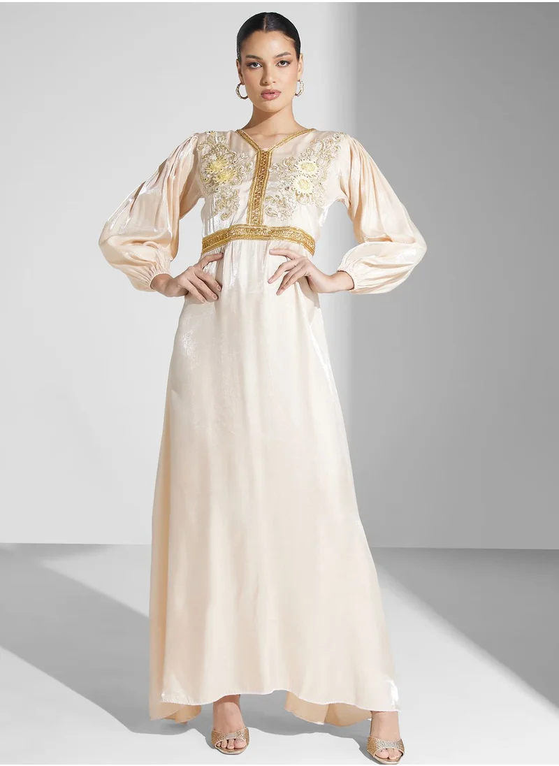 hayas closet Embroidered V-Neck Dress