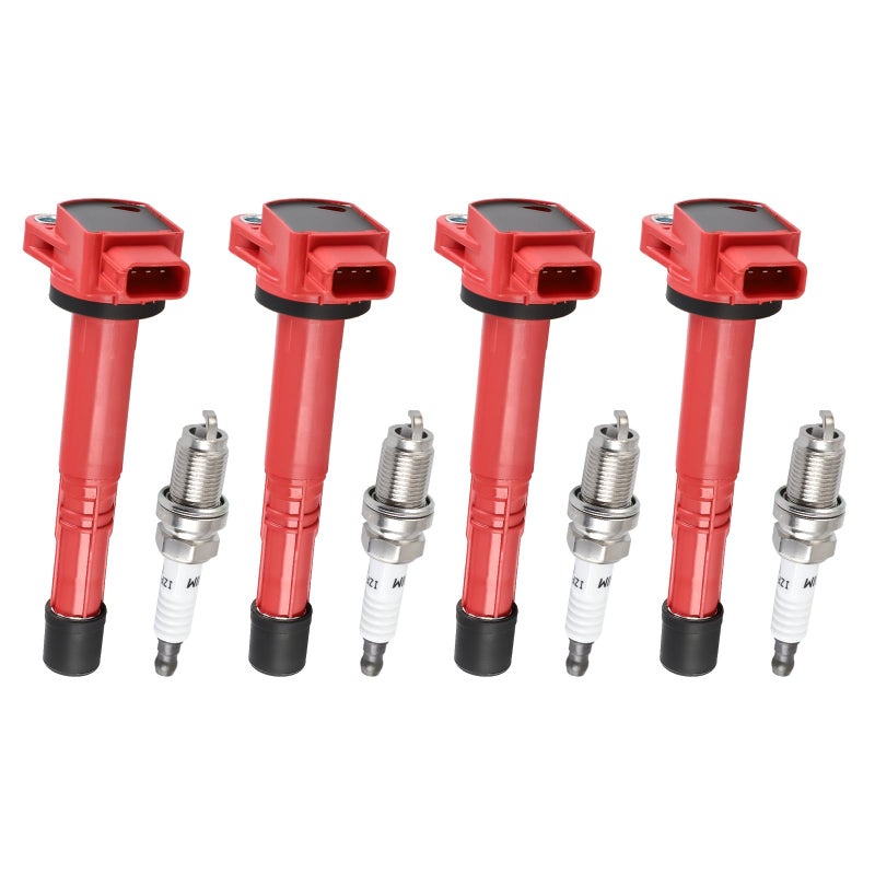 Pindex 4 Pack Ignition Coils and Iridium Spark PlugsUF311 92213 Coil Pack Kits Compatible with 20022011 Acura Honda RSX Civic CRV Element 20L 24L Replacement UF311 UF583 C1382 30520RRA007