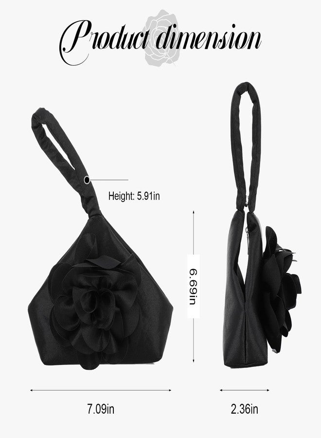SUKUTU Flower Clutch Purses for Women Elegant Satin Wristlet Purse Weeding Prom Party Handbag - Image 5