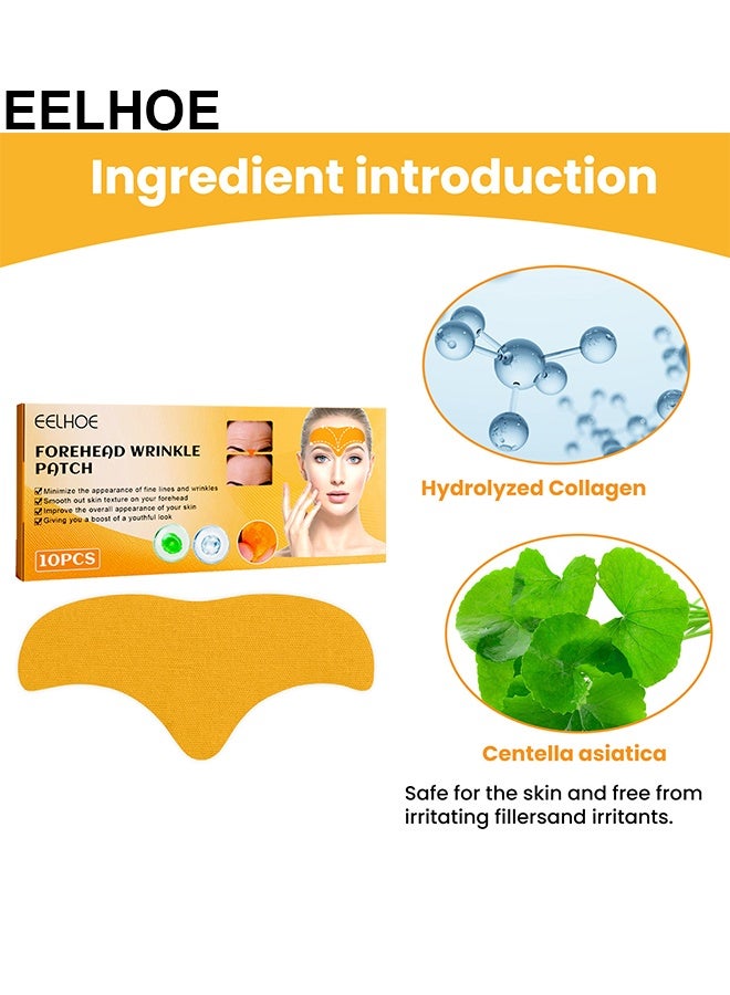 EELHOE 10PCS Forehead Wrinkle Patches, Anti Wrinkle Patches With Hydrolyzed Collagen For Helps Smooth Forehead And Moisturizing Reducing Under Eye Puffiness, Wrinkles And Dark Circles - Image 2