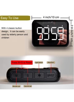 KASTWAVE 4-inch Timers for Kids, Large Magnetic Digital Kitchen timers with Constant Bright Function for Classroom, Silent Timer for Classroom, Kitchen (Black)  - Image 5