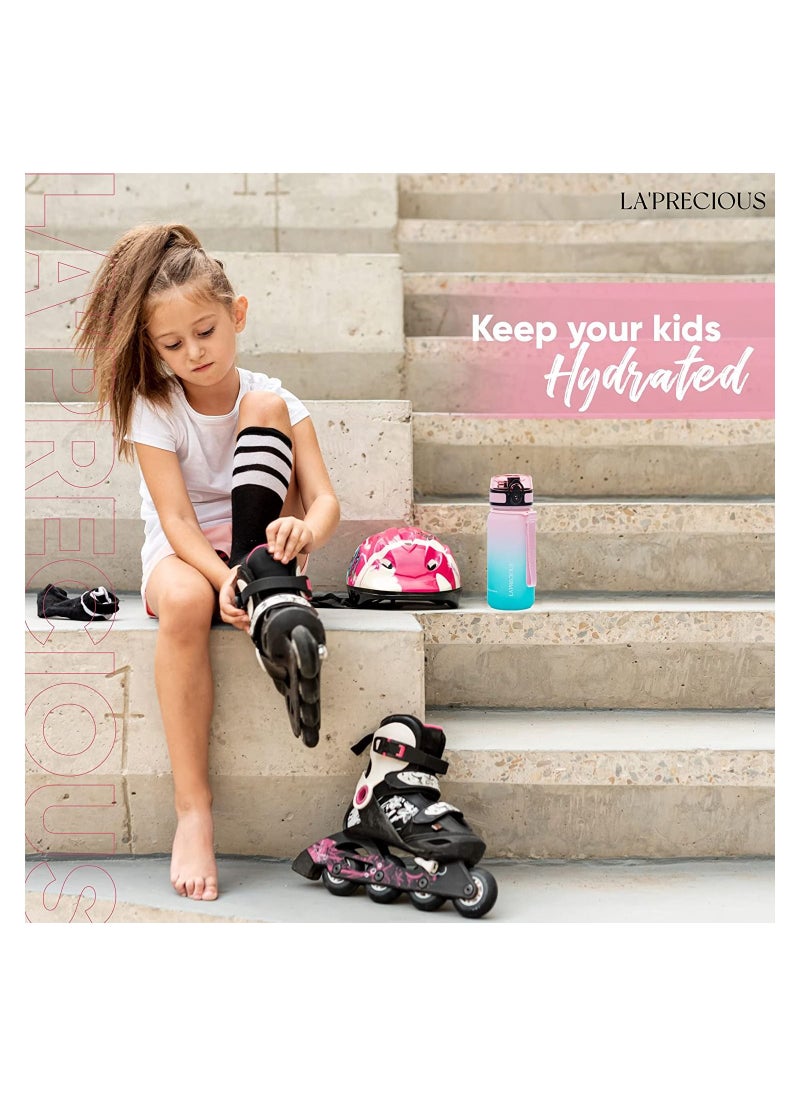 LA' PRECIOUS LA' PRECIOUS 350ml Kids Water Bottle - USA Tritan Material Non-Toxic BPA Free - Fast Flow - Flip Top Leak Proof Lid and One Click Open  - Image 4