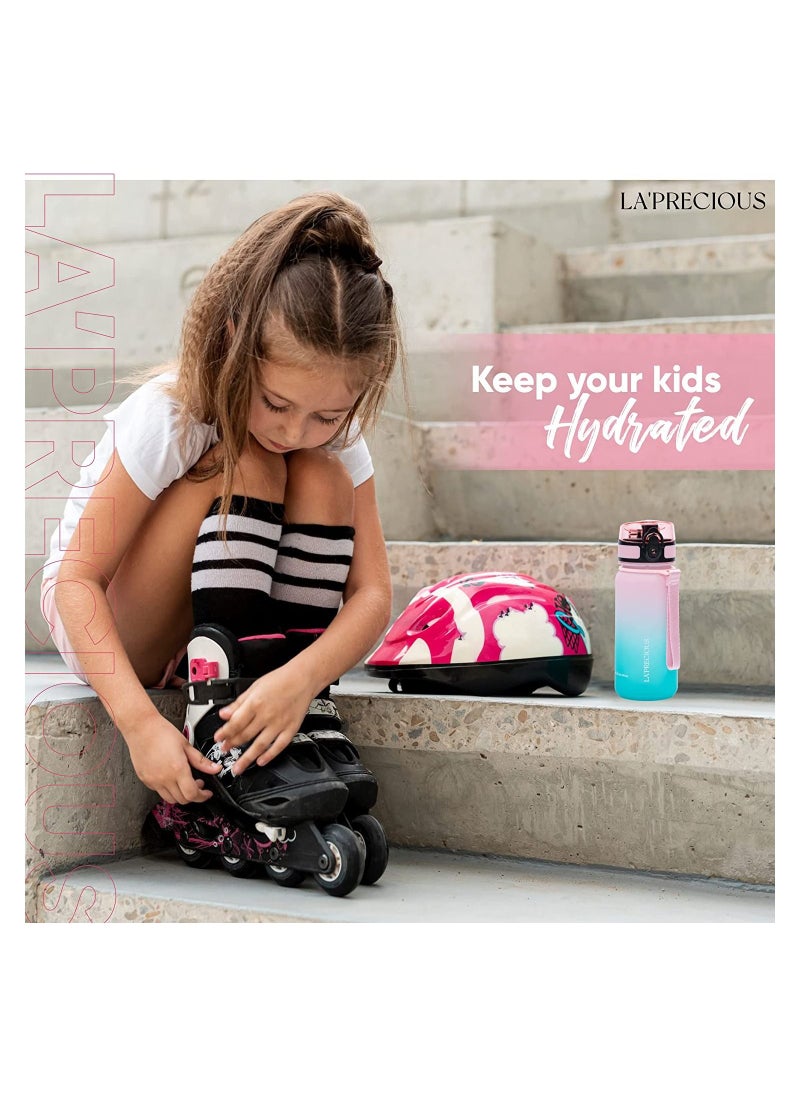 LA' PRECIOUS LA' PRECIOUS 350ml Kids Water Bottle - USA Tritan Material Non-Toxic BPA Free - Fast Flow - Flip Top Leak Proof Lid and One Click Open  - Image 5