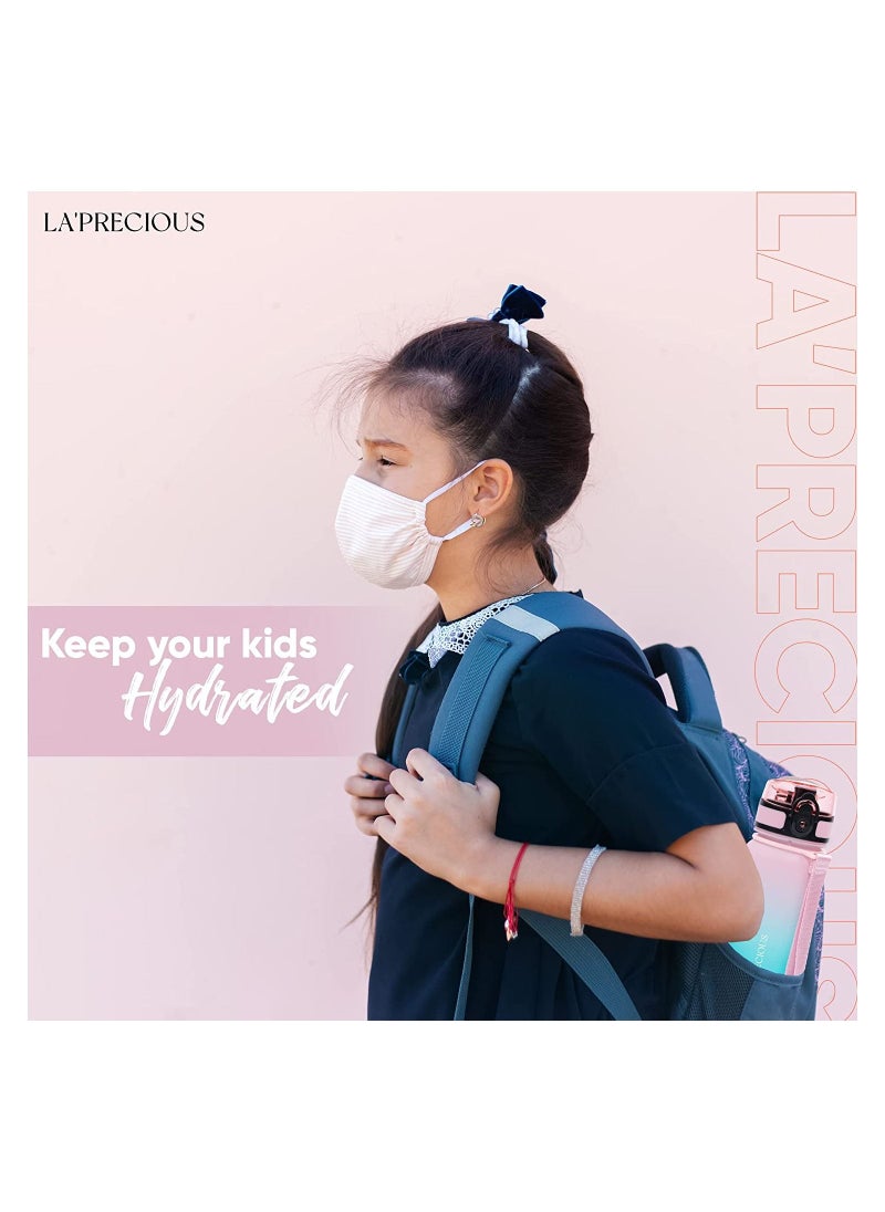 LA' PRECIOUS LA' PRECIOUS 350ml Kids Water Bottle - USA Tritan Material Non-Toxic BPA Free - Fast Flow - Flip Top Leak Proof Lid and One Click Open  - Image 3