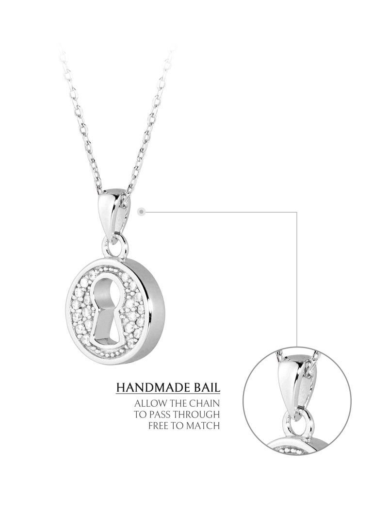 AWNL - Love Lock Necklace With Sterling Silver and CZ Diamonds - Image 1