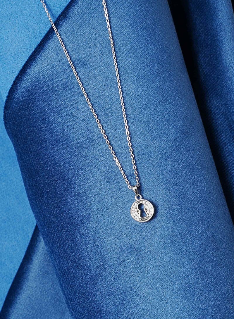 Love Lock Necklace With Sterling Silver and CZ Diamonds
