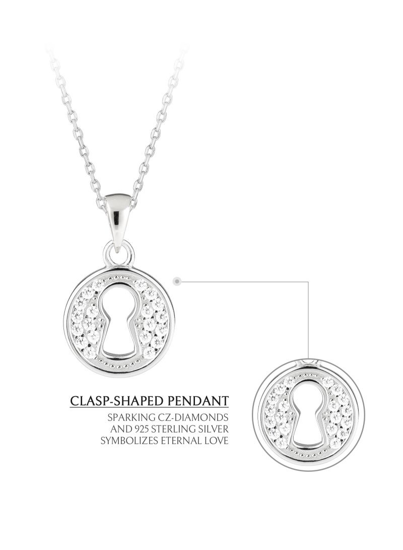 Love Lock Necklace With Sterling Silver and CZ Diamonds