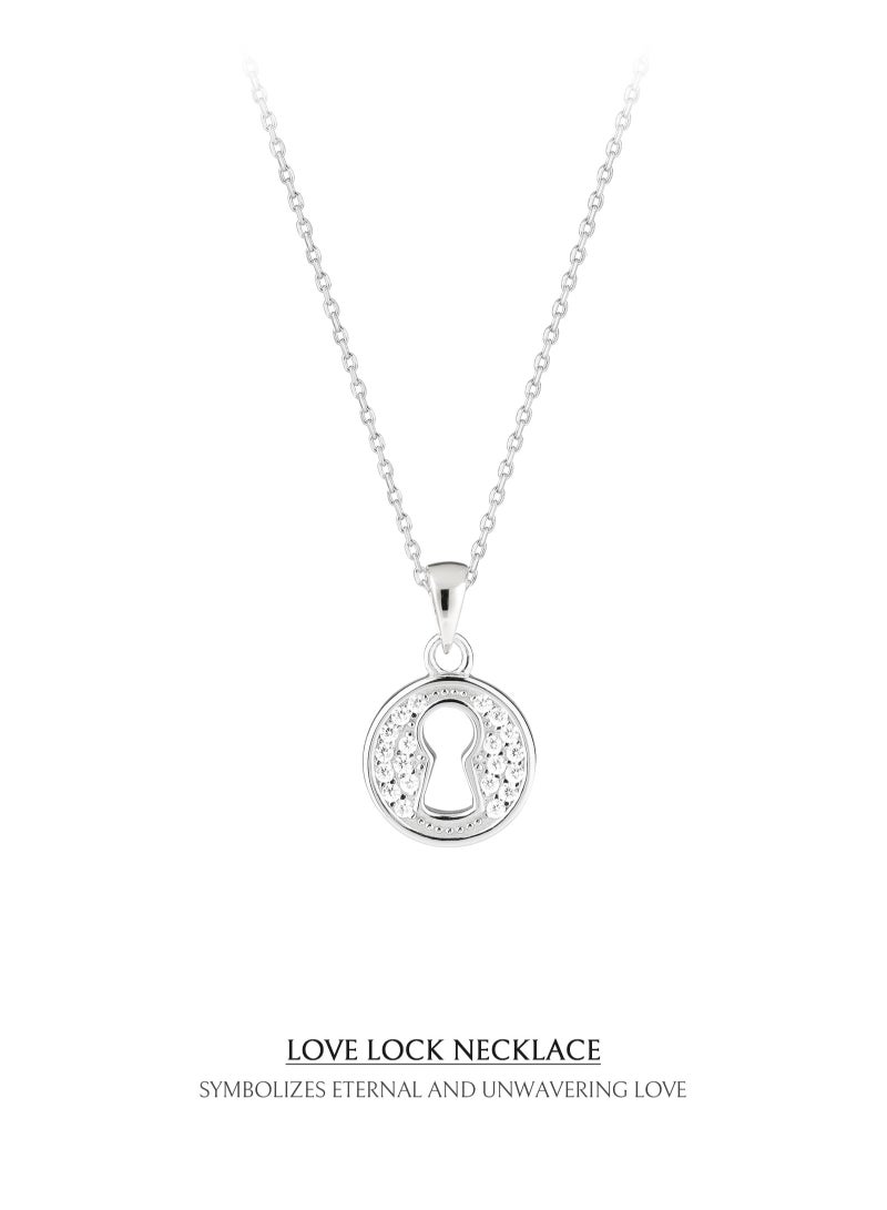 Love Lock Necklace With Sterling Silver and CZ Diamonds