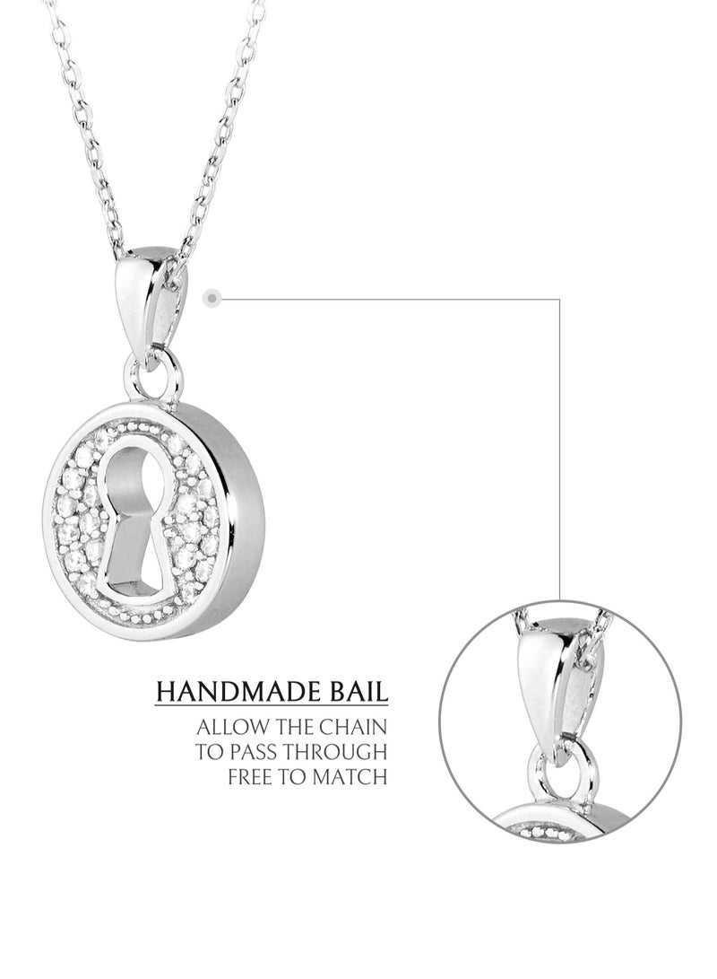 Love Lock Necklace With Sterling Silver and CZ Diamonds