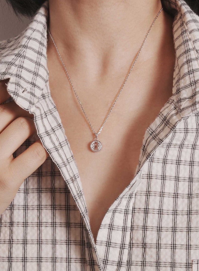 Love Lock Necklace With Sterling Silver and CZ Diamonds