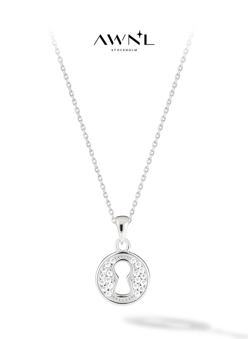 Love Lock Necklace With Sterling Silver and CZ Diamonds