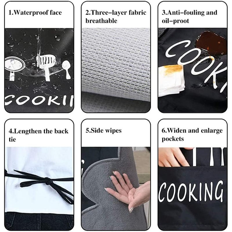 DOCAT Store Apron for Kitchen Cooking Waterproof Apron for Women Men with Pockets and Side Coral Velvet for Wiping Hands Towel Grill Cooking BBQ Kitchen Accessories items for Home - Image 4