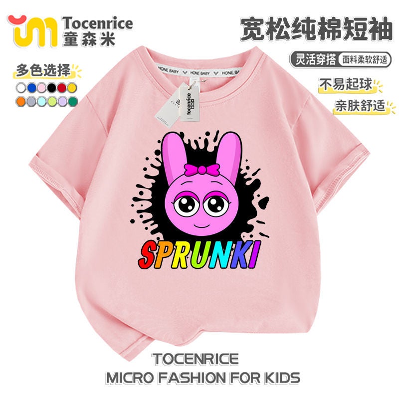 Rhythm Box T-Shirt Children's sprunki Clothes Pure Cotton Short Sleeve Top Summer Children's Wear Music Game Surrounding Tide - Image 1
