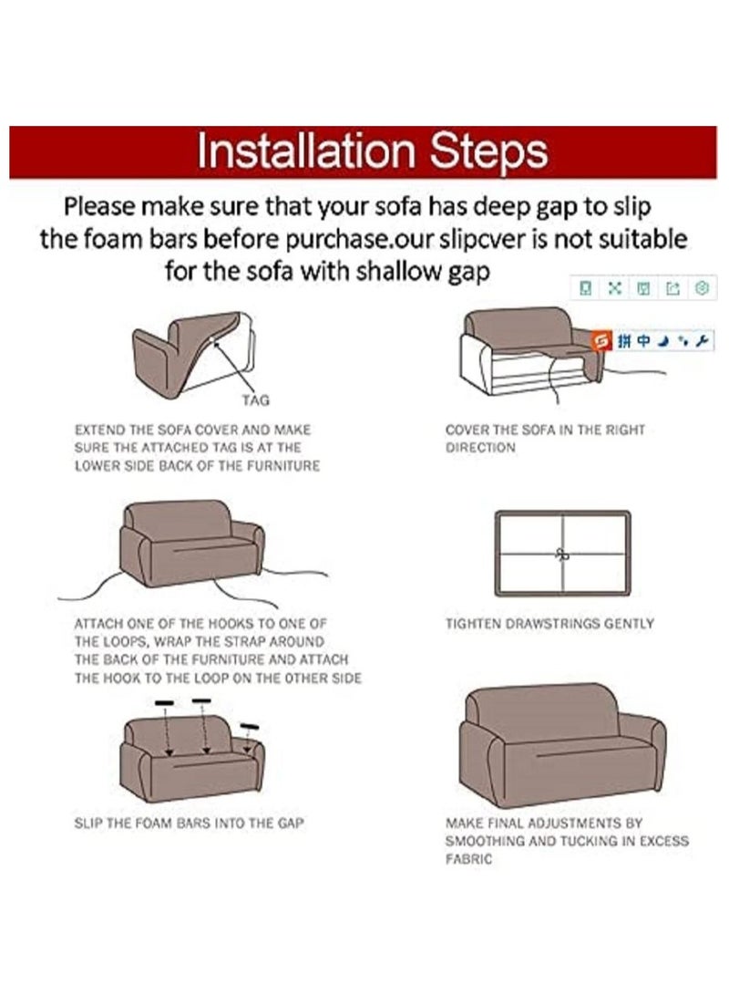 HAPPY MOOD Sofa Slipcover Armchair Couch Cover With Elastic Straps Furniture Protector Washable Anti Skid Stretch Home Decor (2 Seater) Pillows Not Included - Image 2
