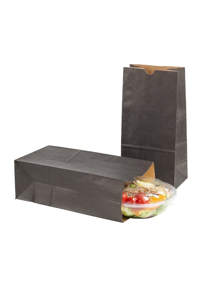 Restaurantware Bag Tek 8lb Paper Bags, 100 Disposable Lunch Bags - Large, For Lunches, Sandwiches, And Snacks, Black Paper Kraft Paper Bags, For Shopping, Party Favors, Or Gifts, - Image 1