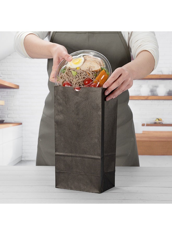 Restaurantware Bag Tek 8lb Paper Bags, 100 Disposable Lunch Bags - Large, For Lunches, Sandwiches, And Snacks, Black Paper Kraft Paper Bags, For Shopping, Party Favors, Or Gifts, - Image 3