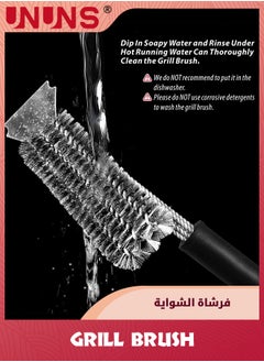 UNUNS Grill Brush,3 in 1 Rust Resistant Stainless Steel Grill Scraper BBQ Brush With Hook,Safe Wire Scrubber,45.8cm Extra Strong Grill Cleaning Brush for Outdoor Grill,Black  - Image 5