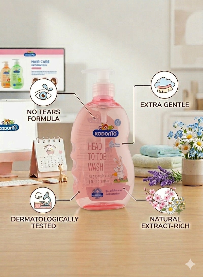 Kodomo Hair & Body Wash Pink Hanabaki 400 ml - Image 2