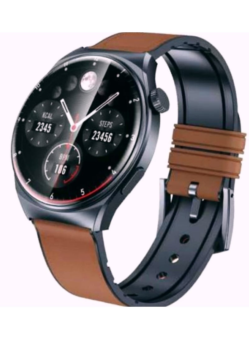 Awei H68 smartwatch with a luxurious classic design Smooth leather strap to complement your everyday style High-resolution multifunction display Monitoring your health and steps throughout the day Reliable performance to handle work and exercise - Image 1