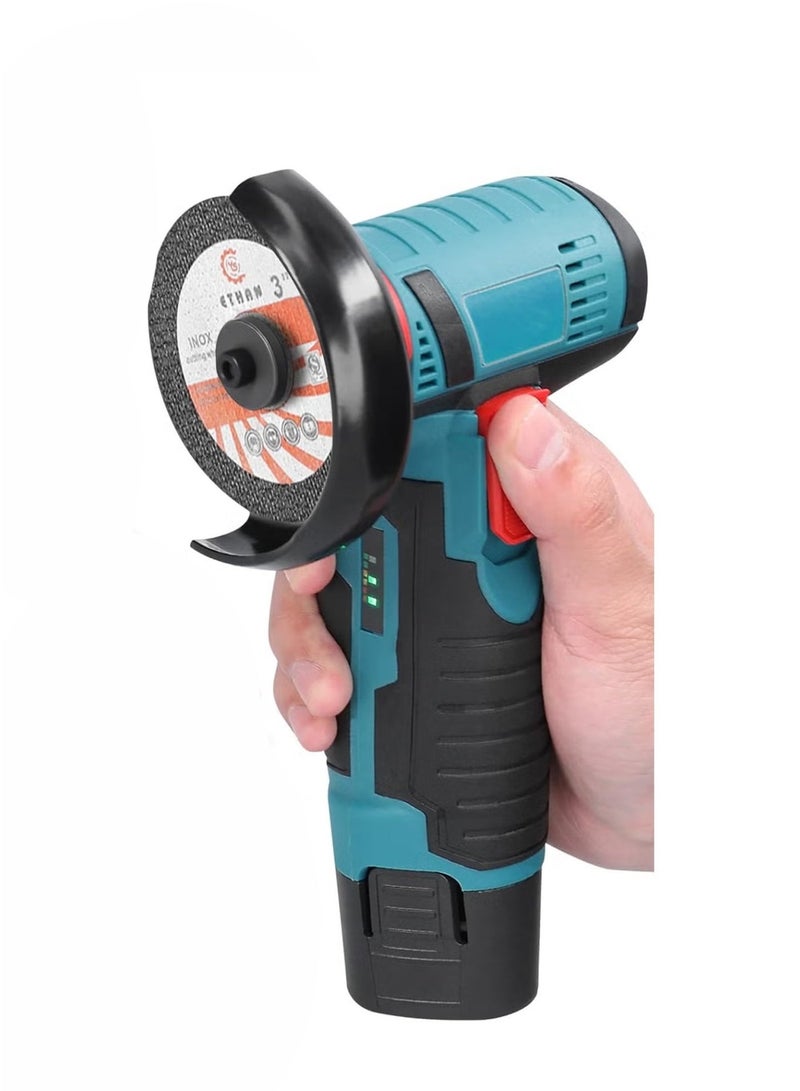 ULHYC Angle Grinder Tool, Mini Angle Grinder, Cordless Electric Angle Grinding Tool 12V 19500RPM with 2PCS 2000mAh Battery, Nylon Cutting Blade-s/Grinding Disc/Metal Cutting Disc - Image 1