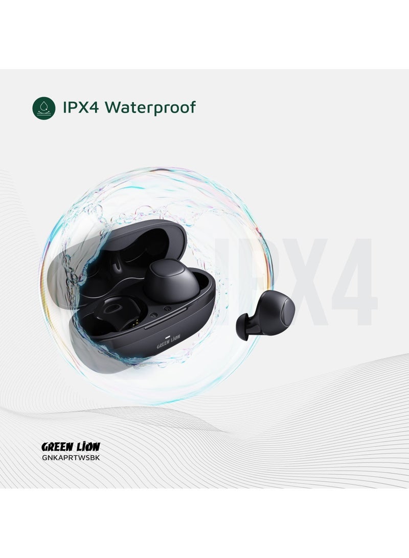 GREEN LION Kaprun True Wireless Earbuds with ENC and Voice Assistant / Dual Microphone / Waterproof Hands-Free Headphone / 7 Hrs Playtime / Truewireless Headphones - Black - Image 5