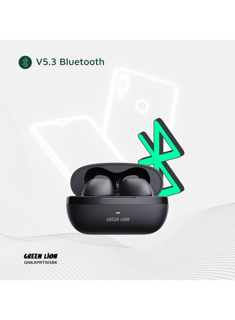 GREEN LION Kaprun True Wireless Earbuds with ENC and Voice Assistant / Dual Microphone / Waterproof Hands-Free Headphone / 7 Hrs Playtime / Truewireless Headphones - Black - Image 3
