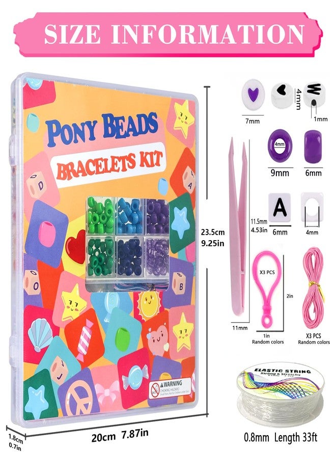 LIS HEGENSA Pony Bulk Plastic Kandi Beads for Necklace Jewelry, Bracelets Making, Hair Braiding, Crafts Braids Kits for Girls, 24 Color,1000 Pieces - Image 2