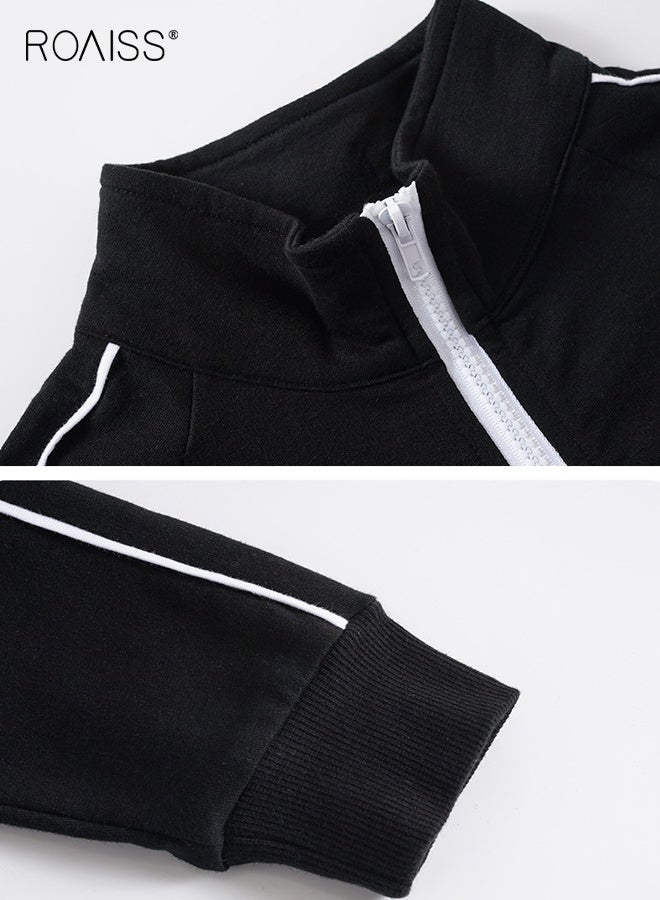 roaiss Unisex Sylish Outdoor Jacket, Zip Up Jacket with Standing Collar, Solid Coat for Kids, Suitable for Daily Wear, School and Outdoor Activities - Image 4