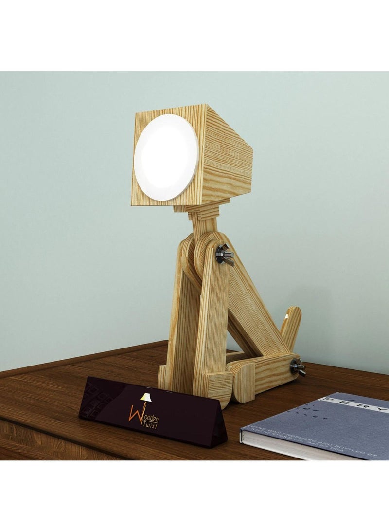 Wooden Twist Wooden Dog Shaped LED Lamp (Pinewood) - Image 2