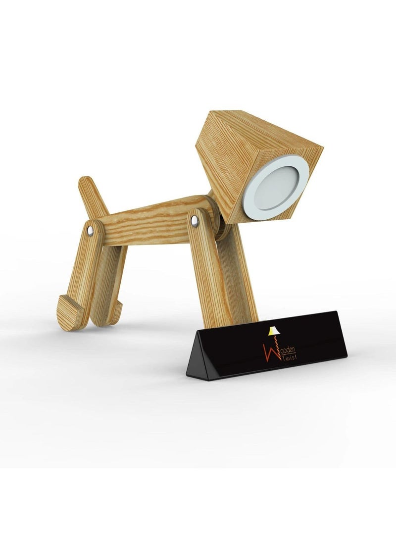 Wooden Twist Wooden Dog Shaped LED Lamp (Pinewood) - Image 5