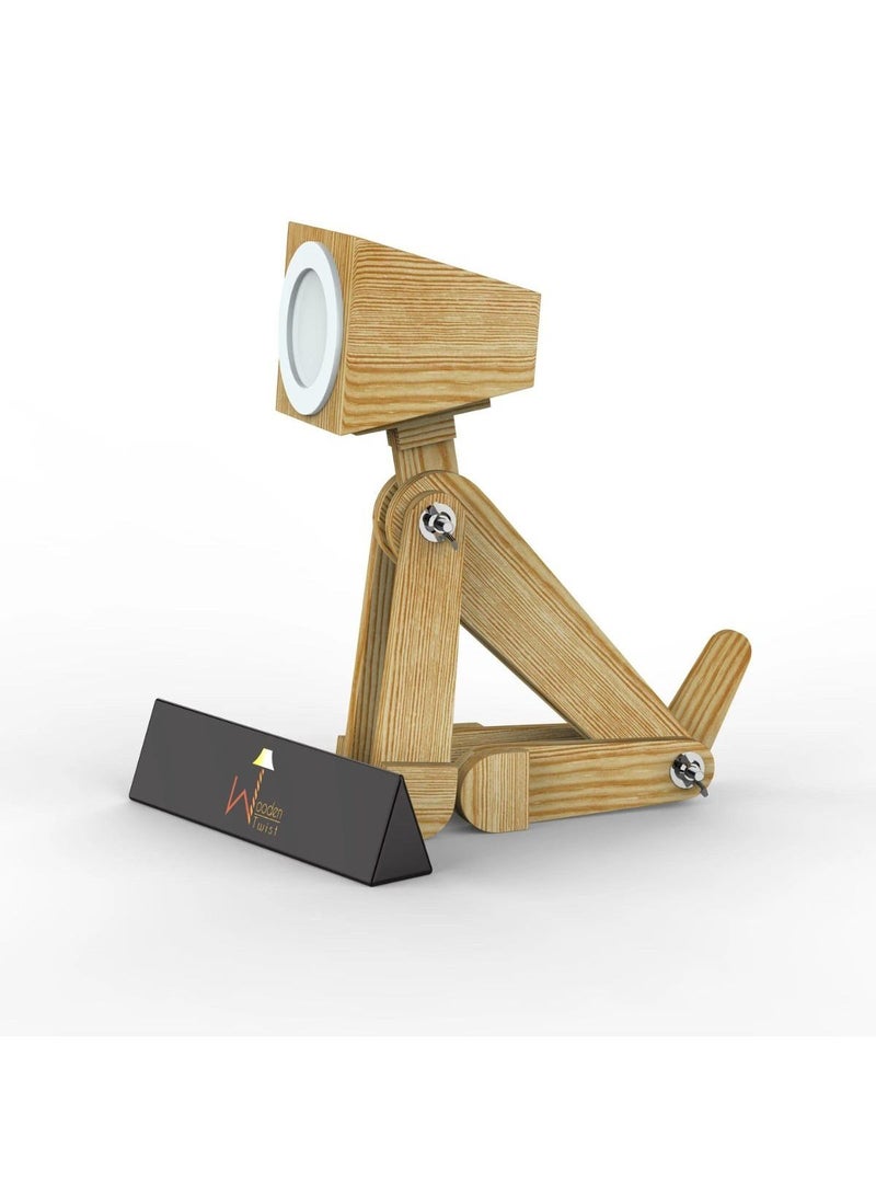 Wooden Twist Wooden Dog Shaped LED Lamp (Pinewood) - Image 3
