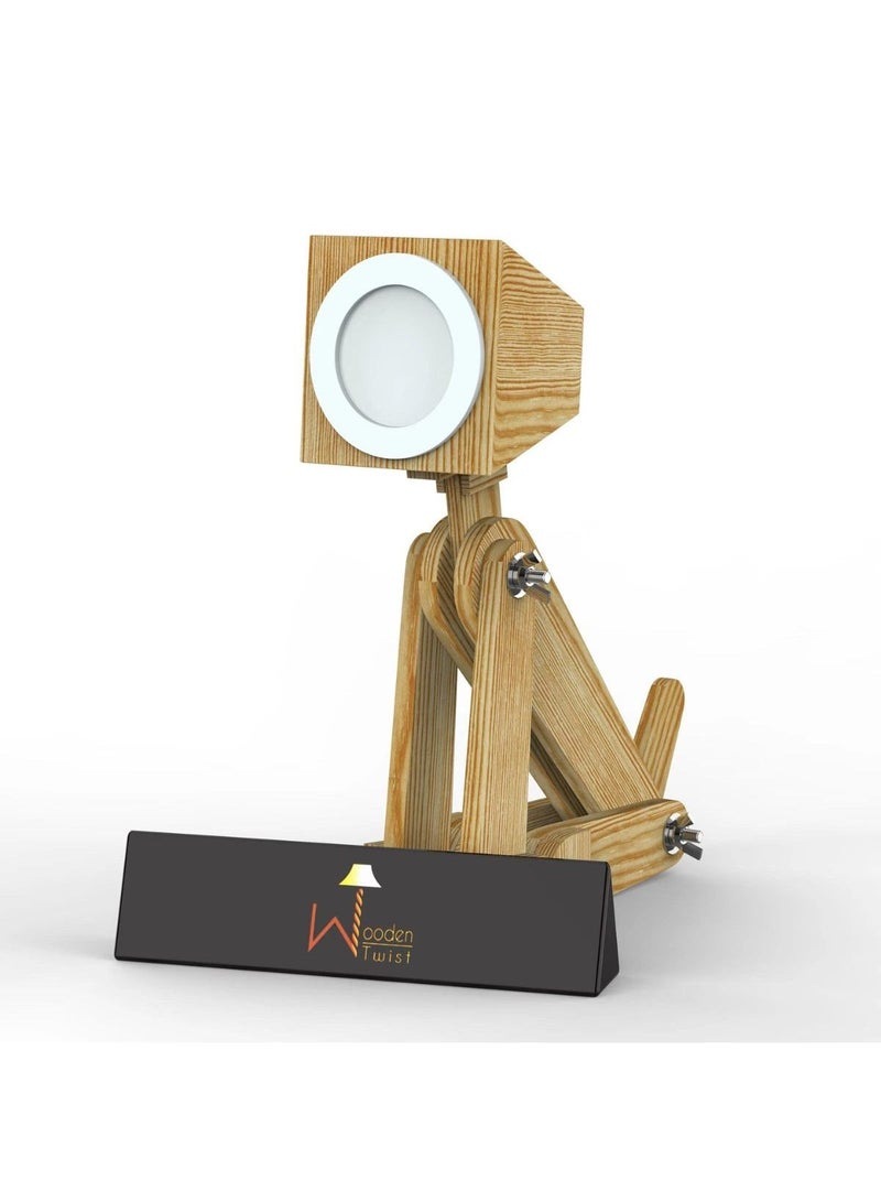 Wooden Twist Wooden Dog Shaped LED Lamp (Pinewood) - Image 4