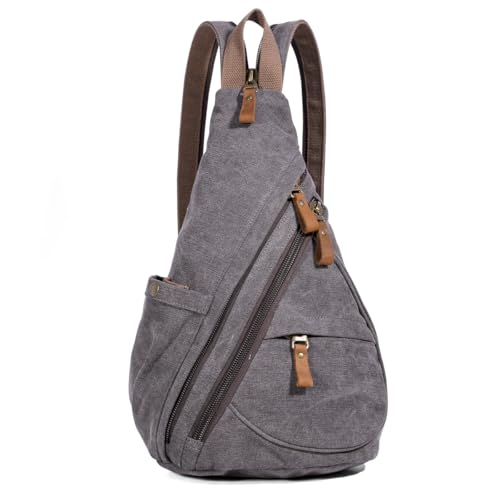 KL928 Canvas Sling Bag - Small Crossbody Backpack Shoulder Casual Daypack Rucksack for Men Women(Large Version) - Image 1