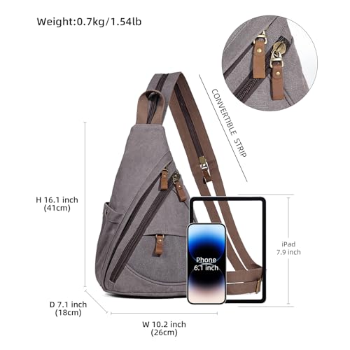 KL928 Canvas Sling Bag - Small Crossbody Backpack Shoulder Casual Daypack Rucksack for Men Women(Large Version) - Image 2