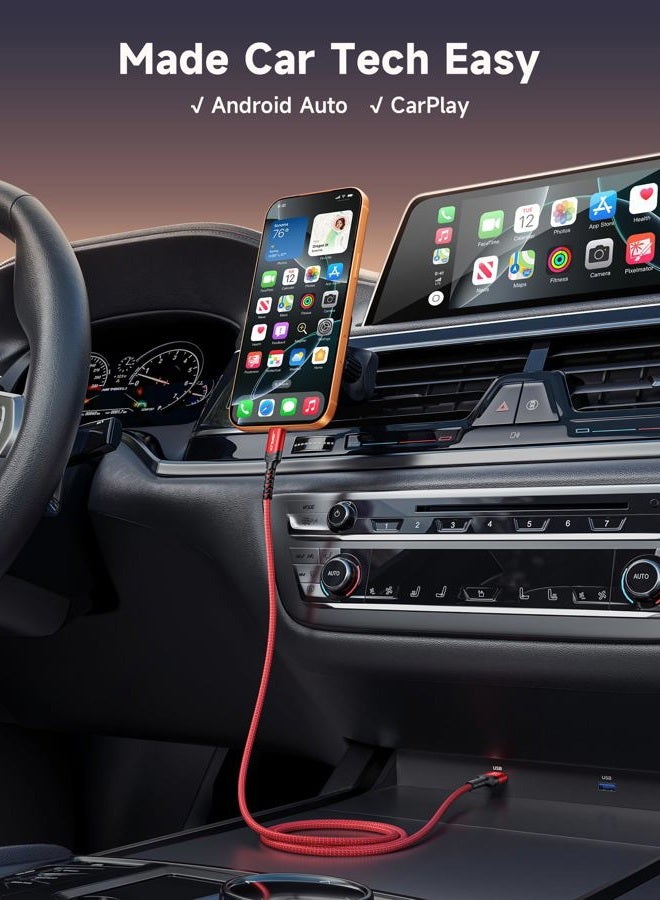 jsaux USB C Cable [2-Pack 10ft], USB A to USB Cord 3.1A Fast Charging Compatible with iPhone 16/16 Plus/16 Pro/16 Pro Max/iPhone 16e/iPhone 15 Series, Samsung S20 S10 S9, Note 20 10, Car Play - Red - Image 4