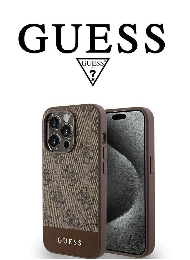 CG MOBILE IPhone 14 Pro Max cover, iphone 14 pro max case with  french design, cover iphone 14 pro max with a logo and a leather design approved by the global brand Guess. From CG-MOBILE. In Brown  - Image 1
