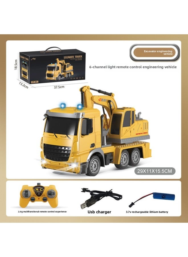 Customized Export OEM Remote Control Vehicle Electric Fire Monitor Water Spray Rescue Vehicle Lift Ladder Rechargeable Battery-Color:QH2801-4D European-style Six-way Excavator (portable Sealed Box)-Proportion:Package Three: 1 Lithium Battery 1 Charging Line 1 Remote Control Battery - Image 1