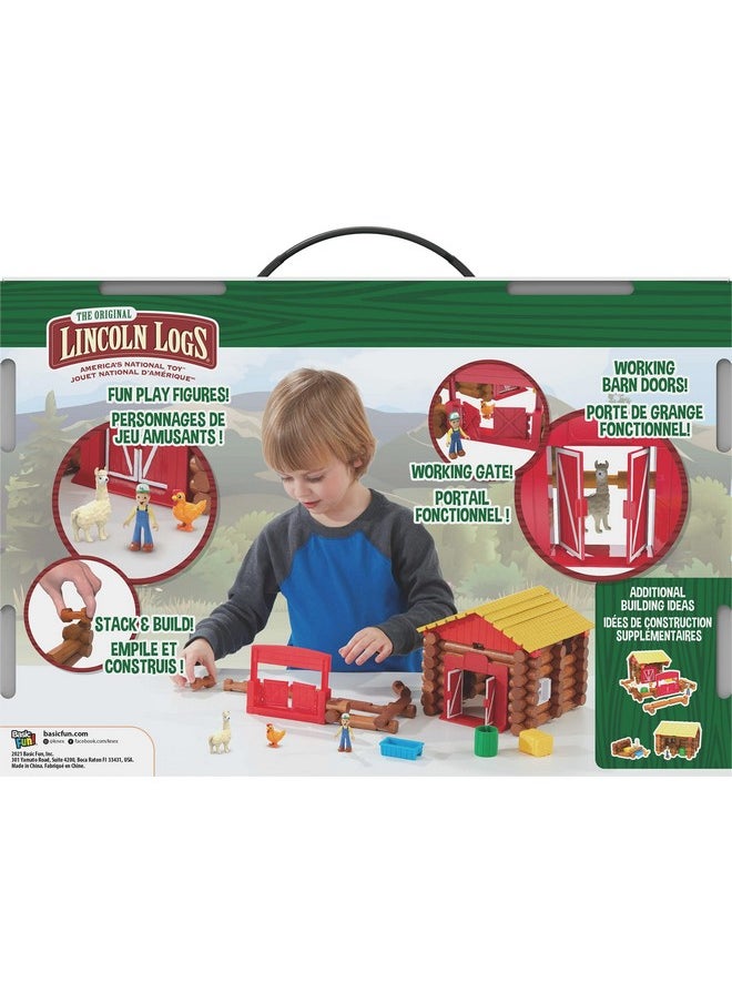 Basic Fun LINCOLN LOGS - Fun On The Farm - 102 Parts - Real Wood Logs - Ages 3+ - Best Retro Building Gift Set for Boys/Girls - Creative Construction Engineering - Top Blocks Game Kit - Preschool Education Toy  - Image 2