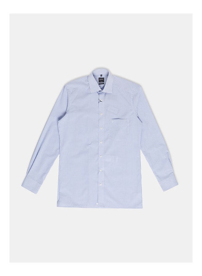 Olymp - Collared Neck Long Sleeve Checkered Shirt - Image 1