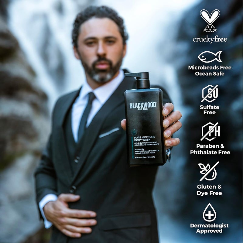 Blackwood For Men شامبو يومي نشط للرجال من بلاكوود وغسول جسم مرطب نقي خالي من الكبريتات خالي من البارابين خالي من القسوة 17 أونصة - Image 5